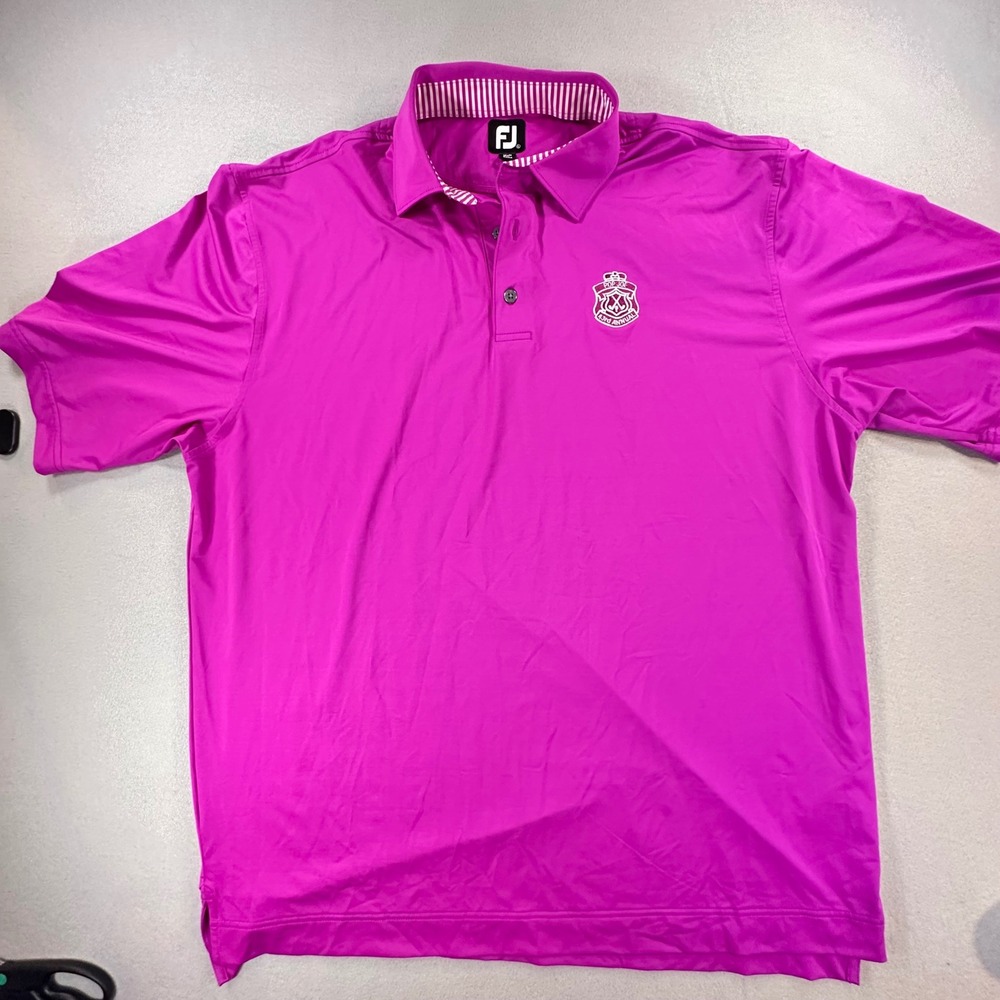 FootJoy Mens XL Magenta Purple Pop Joe Golf Polo Shirt Performance Stretch Logo